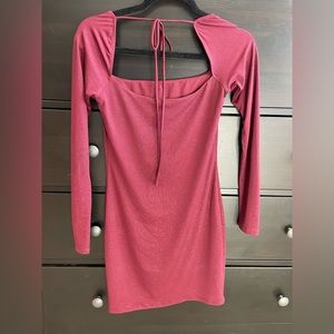 Lucy in the Sky maroon homecoming long sleeve glitter dress WORN ONCE SIZE:S/M